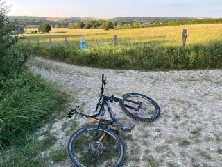 Cycling on local footpath